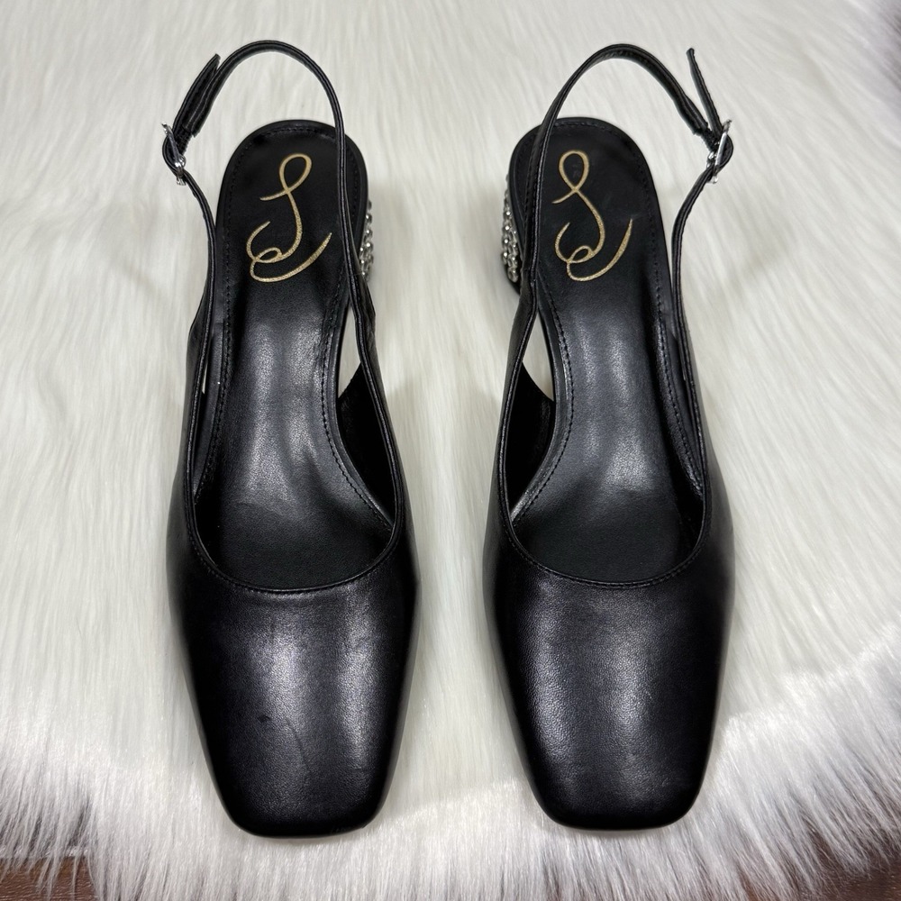 Sam Edelman Women's Size 7 Black Rhinestone Terra Slingback Pump Heels - Picture 2 of 13